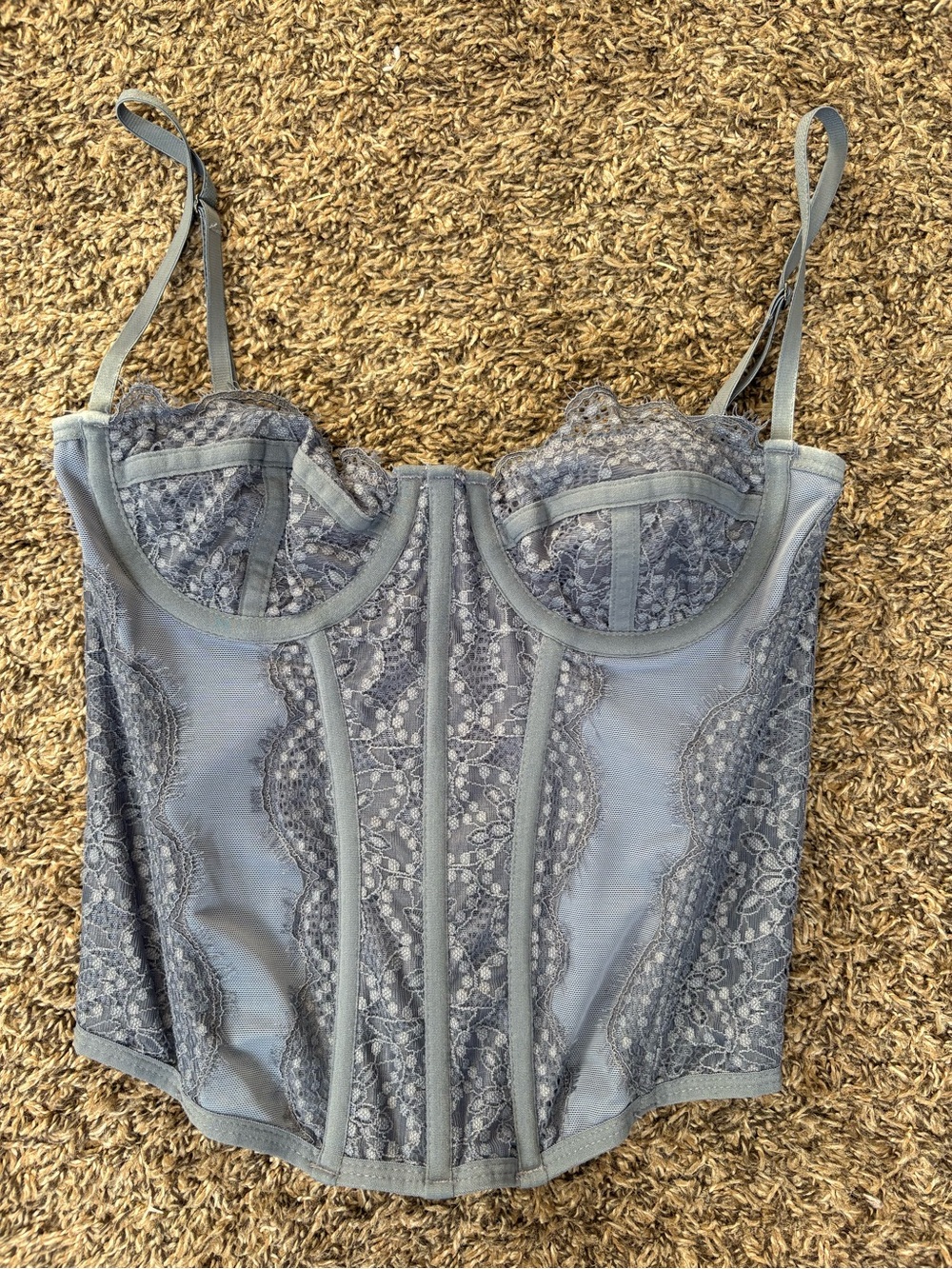 Urban Outfitters Blue Lace Corset Bustier Top